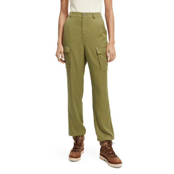 Scotch & Soda Lara High Rise Straight Leg Cargo Trouser XS Pant Bottom Green - Picture 1 of 7